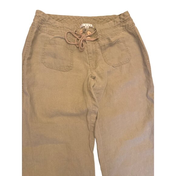 Cabi Womens Linen Pants M Beige Relaxed Fit Drawstring Waist - Picture 2 of 6